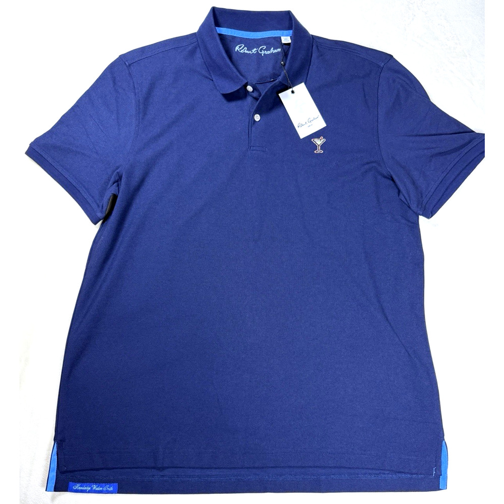 Robert Graham Men's XL Belvar Classic Fit Polo Shirt Peacoat Blue Martini NWT